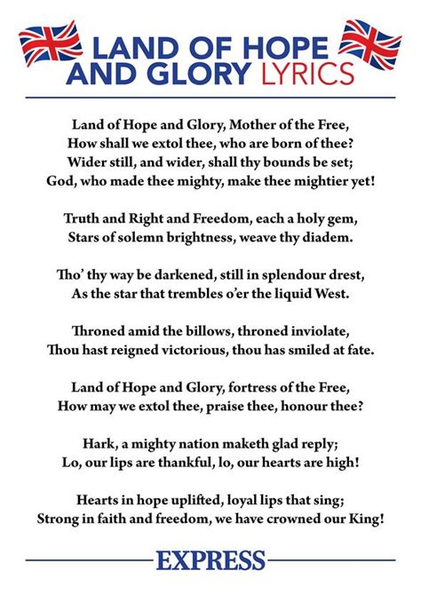 Printable Lyrics To Land Of Hope And Glory